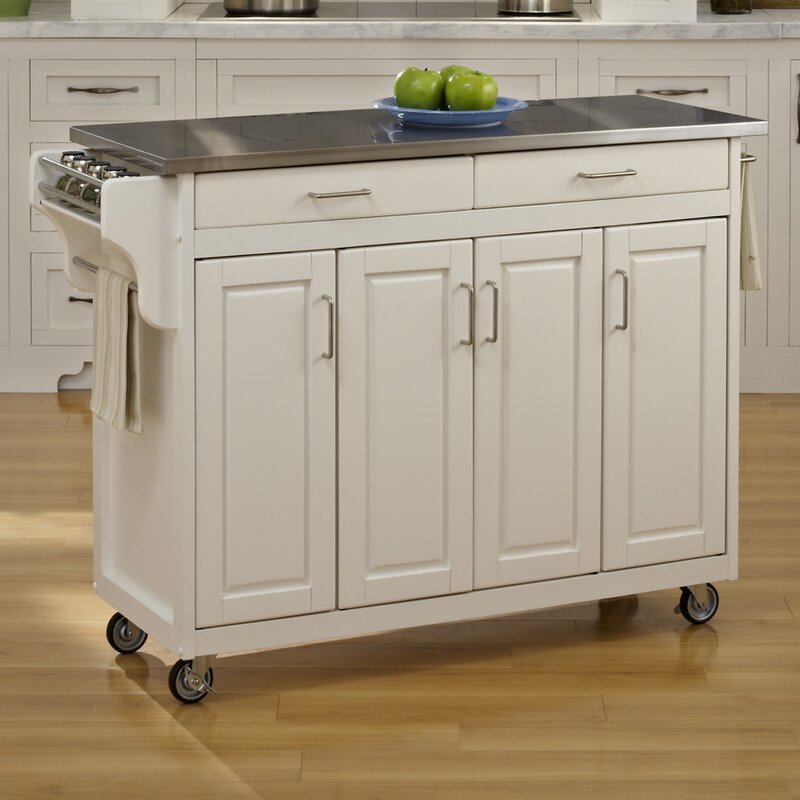 August Grove Regiene Kitchen Island with Stainless Steel Top & Reviews